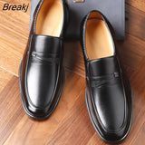 Fashion Leather Shoes Men Footwear Flat Mens Casual Shoes Black Brand Male Footwear Slip-on Man Business Shoes