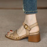 Women's Summer Mid-heel Open-toe Sandals With Empty Back Cross Straps Elegant Woman Heeled Shoes Woman 2024 Trend High