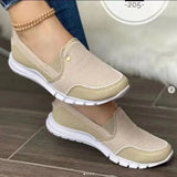 Women Flats Shoes Breathable Mesh Knitted Casual Sneakers Comfort Light Vulcanized Shoes Slip-On Female Footwear