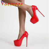 Ultra High Heel Sexy Platform Fish Mouth Shoes European And American Style New Red Thin Heel Model Show Women's