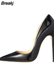 Color Classical Women Pumps 12 cm Stilettos Shallow Pointed Toe Thin High Heels Woman Party Shoes Pink color QP004