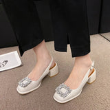 Sandals Mary Jane Shallow Mouth Comfort Shoes for Women Summer Heels Med Pointed Girls High Spring Retro Medium