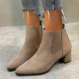 Autumn Winter Women Boots Pointed Toe Slip on Female Ankle Booties Fashion Simple Low Heel Short Chelsea Boots Botas