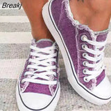 Women Canvas Shoes 2023 Summer Plus Size Denim Canvas Shoes Women Lace Up Casual Shoes Woman Flat Loafers