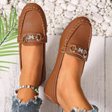 Breakj Casual Single-Shoe Lef Shoes Light-Mouthed Bean Shoes Women's 2025 New Fashion Metal Chain Large-Size Mother