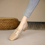 Breakj Leather Shoes Female British Wind 2023 Spring And Autumn New Coarse Heel Single Shoes One Foot Pedalle Shoes Women's