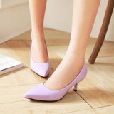 Breakj Middle Heel Single Shoe Large Size Paint Surface Fine Heel