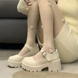 Small Leather Shoes Female White Thick Soles High Soft Sister Mary Jane Shoes Thick Heels Round Head Single Shoes In Spring And Summer Of