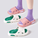 Unisex Thick Platform Slippers Women 2024 Summer Mixed Color Non Slip Slides Woman Outdoor Beach Flip Flops Couple Shoes