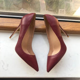 Solid Khaki Brown Matte Women Pointed Toe Stiletto High Heels Slip On OL Dress Shoes Elegant Ladies Formal