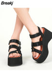 Wedge Heels Sandals For Women 2023 Summer Chunky Heeled Casual Ankle Strap Fashion Women Sandals
