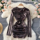 Women Sexy Bodycon Mini Party Dress Vestidos Femininos Casual Streetwear Chic Snake Print Long Sleeve Slim Spring Autumn