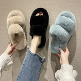 Shoes for Women 2023 Sandals Summer Heels Velvet New Fashion Outside Girls Fur Low Flock Rome Short Plush Slipper