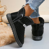 Decor Waterproof Snow Boots for Women 2023 Winter Warm Plush Ankle Booties Female Black Non Slip Cotton Padded Shoes