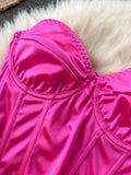 Fashion Women Satin Bodysuit Sexy Strapless Sleeveless Lace-up Bandage Hollow Out Back Slim Fit Club Party Body