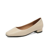 Spring New Flat Women Shoes Loafers Simple Low Heels Office Work Casual Shoes Slip on Flat Footwear Ladies Square Toe