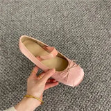 Square Head Ballet Shoes Women's Shoes 2024 New Spring Minority Evening Mary Jane Peas