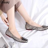 Women Flats Soft Boat Shoes Flat Office Ladies Shoes Casual Women Footwear Slip-on Black Gold Plus Size 42