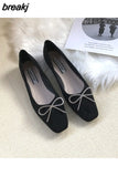 Women Shoes Brand Metal Decoration Flats Ballet Square Toe Flat Heels Ladies Lazy Loafers Soft Ballerina Female Zapatos De