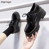 Heels Loafers Women 2024 Spring British Style Thick Heels Oxfords Shoes Woman Black Jk Uniform Shoes Mary Janes
