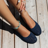Spring and Autumn New Fashion Round Head Solid Light Mouth Candy Mesh Breathable Large Women's Flat Shoes Single