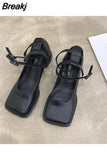 Pumps Square Toe Shallow Mouth Shoes 2023 Beige High Heels Sandals Ladies Mary Jane Fashion Latest Straps Spring 12cm