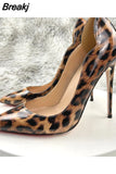 Women Pumps Leopard White Shoes Woman High Heels Stiletto Evening Shoes Patent Leather Sexy Designer Heels QP033