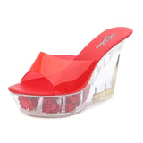Footwear Sliper Confortable For Women Shoes Summer Crystal Sexy High Heel 10.5cm Rose Flower Platform Ladies