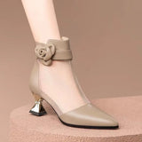 New Thick Heel Women Boots Pointed Toe Retro British Style Sandals Women Mesh Breathable Women Shoes Shoes for