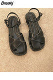 Women Rome Shoes Beach Flats Slides Summer 2023 New Trend Fashion Women Shoes Slippers Open Toe Zapatos Mujer