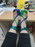 Breakj New Show Baotou Round Head Thick With High Heel Cross Strap Large Size Hollow Toe Sandals Women's