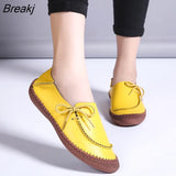 New Plus Size Women's Shoes Fashion Lace up Casual Flat Loafers Female rubber soft sole Walking Shoes zapatillas