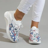 Printed Breathable Sneakers for Women 2023 New Lace Up Non Slip Tennis Shoes Woman Platform Sport Sneaker Plus Size