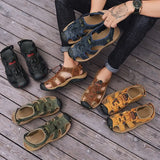 Men Summer Shoes Genuine Leather New Men Sandals Beach Fashion Slippers Outdoor Non-slip Casual Driving Shoes Big Size