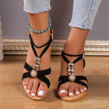 Women's New Summer Bohemian Style Non-slip Wedge Casual All-in-one Platform Sandals Handmade Beaded, Womens