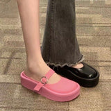 Slippers Women Outside Lazy Drag Thick Bottom Heightened Ugly Slippers Spring Platform Solid Buckle Casual Slides