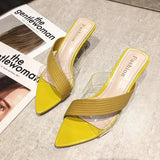 Queen Gladiator Sandals knit Women Jelly Transparent PVC Sandals Pointed Toe High Heels Party Cross Women Sandals