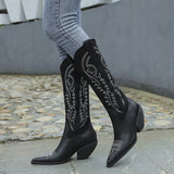 Breakj 2023 Plus Size Autumn / Winter Leather Boots Pointed Embroidered High Boots And Chelsea