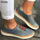 New Fashion Women Slip on Sneakers Vulcanized Shoes Breathable Hollow Out Casual Outdoor Comfortable Plus Size