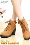 Snow Boots Winter New Women Boots Cross Lace Up Short Boots Thick-heeled Zipper Boots Plus Size Woman