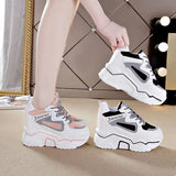High Heel Sneakers Women's Chunky Shoes Wedge Sneakers Girls Pink Platform Tenis Trainers Woman Thick Soled Shoes