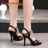 Catwalk High Heels Stiletto Sexy Platform 11cm Sandals Female Summer Red party Shoes Woman Sandals Cross Straps Size