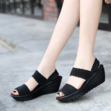 New Wedge Platform Weave Sandals Fashion Peep Toe Comforty Breathable Mom Shoes Female Casual Thick Bottom Sandalias