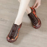 Mother Shoes Front Lace Baotou Deep Mouth Women's Shoes Leather Soft Bottom With Wear-Resistant Soft Bottom Fashion For Middle-Aged And