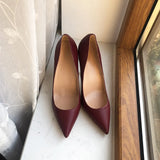 Solid Khaki Brown Matte Women Pointed Toe Stiletto High Heels Slip On OL Dress Shoes Elegant Ladies Formal