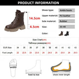 Platform Ankle Boots for Women 2023 Autumn Winter Short Plush Motorcycle Boots Woman Thick Bottom PU Leather Botas