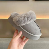 Slippers Women Winter Plush Sandals Luxury Slip on Platform Slides Female Thick Sole Designer Cotton Home
