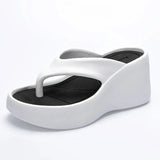 Toe Wedges Flip Flops for Women 2024 Summer Chunky Platform Beach Sandals Woman Thick Sole High Heeled Eva Slippers