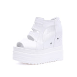 Women Sandals Buckle Design Black White Platform Sandals Comfortable Women Thick Sole Beach Shoes Heighten