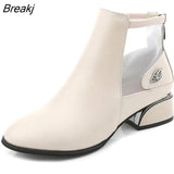 Fashion Sandals Mesh Genuine Leather Shoes Woman High Heel Sandals 2023 New Breathable Cool Boots Summer Women